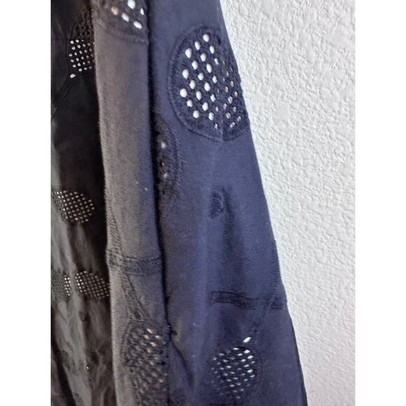 ANN TAYLOR sz 12 navy blue s/s fit flare tennis racquet eyelet dress pockets - Picture 5 of 8